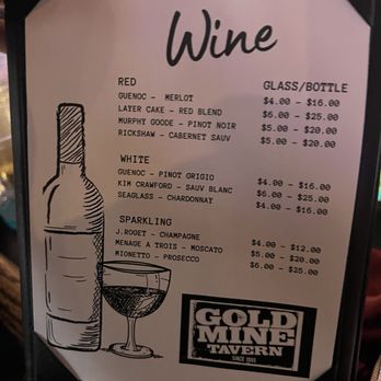 Gold Mine Tavern - 02/07/2026 Wine menu - Music Venues Near Me - Henderson, Nevada Gold Mine Tavern - 02/07/2026 Wine menu - Music Venues Near Me - Henderson, Nevada