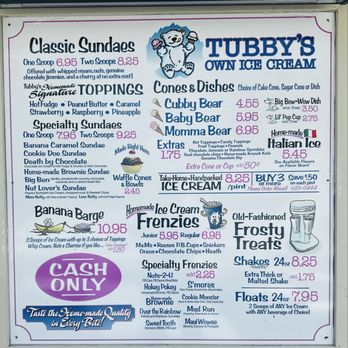 Tubby's - 2026 Summer Menu - Ice Cream & Frozen Yogurt Near Me - Wayne, Maine