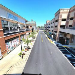 Annapolis Town Center - Harker Place (road) leads into the town center. This view is from the footbridge.
