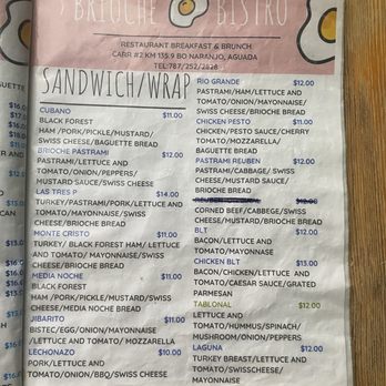 Brioche Bistro - Menu - Breakfast & Brunch Near Me - Aguada, Puerto Rico