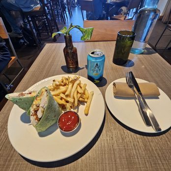 TEN 3 - Faulty Loop Wrap with french fries and Athletic Run Wild IPA non-alcoholic beer - New American Near Me - Albuquerque, New Mexico