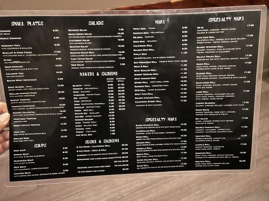 Menu photo 1 Mizutani Sushi Bar San Francisco, CA Menu photo 1 Mizutani Sushi Bar San Francisco, CA