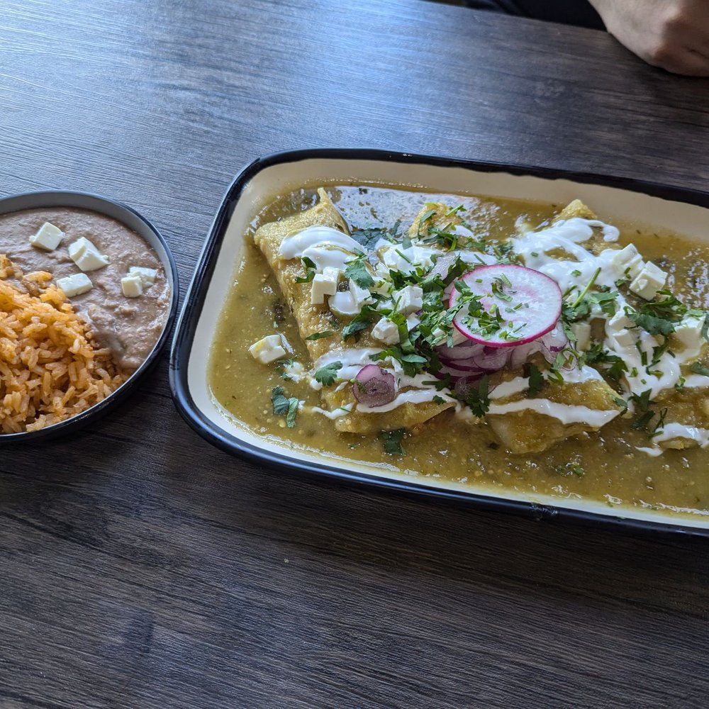 La Chingona - rice & beans, chicken enchiladas verdes - Mexican Near Me - Seattle, Washington La Chingona - rice & beans, chicken enchiladas verdes - Mexican Near Me - Seattle, Washington