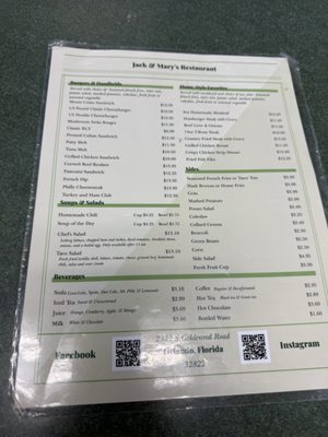 Menu photo 2 Jack & Mary's Restaurant Orlando, FL
