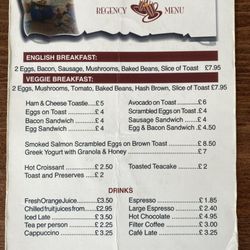 Regency Restaurant - Menu
