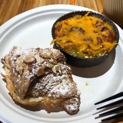 Salty Roan Bakehouse - Potato bacon quiche & almond croissant