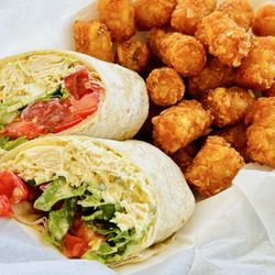 Holly Ridge Bar And Grill - Chicken salad wrap with tots