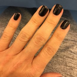 Black gel manicure done by Lily.