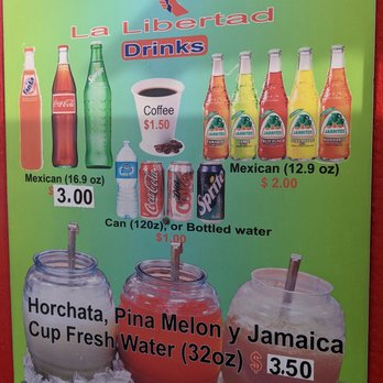 Taqueria La Libertad - drink menu - Food Trucks Near Me - Austin, Texas