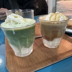 SIP Coffee Bar - Matchagato (left) and Affogato (right)