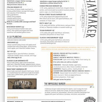 Haymaker - Menu - Sandwiches Near Me - Austin, Texas