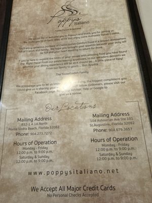 Menu photo 1 Poppy's Italiano Ponte Vedra Beach, FL Menu photo 1 Poppy's Italiano Ponte Vedra Beach, FL