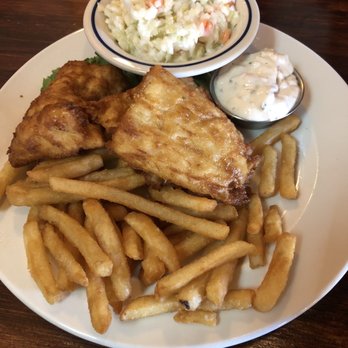 Florentine Restaurant - Fish & chips with a side of coleslaw - Steakhouses Near Me - Germantown, Ohio