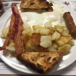 Bren's Family Restaurant - Farmers I think it was called. Eggs home fries bacon and a sausage link.