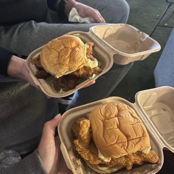 HenDough - Bottom sandwhich is the traditional chicken and the top sandwich is the maple bacon chicken sandwich - Donuts Near Me - Hendersonville, North Carolina HenDough - Bottom sandwhich is the traditional chicken and the top sandwich is the maple bacon chicken sandwich - Donuts Near Me - Hendersonville, North Carolina