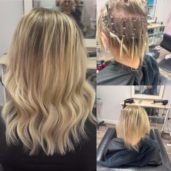 Gloss & Mane Hair Studio - Mesh integration used to apply hair extensions to weak fragile hair - Hair Extensions Near Me - Londonderry, New Hampshire