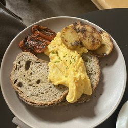 Federal Café - Scrabbled eggs, toast, and sage potatoes