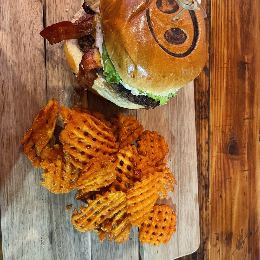 Limerick burger with sweet potato fries Limerick burger with sweet potato fries
