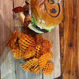 Limerick burger with sweet potato fries Limerick burger with sweet potato fries