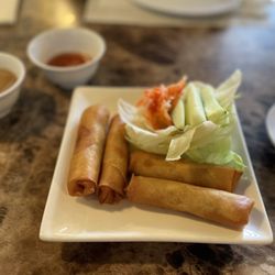 Vietnamese Noodles - Chá Gió - Fried Egg Rolls with Nuoc Cham dipping sauce.