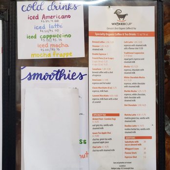 WickedCup - a menu on a menu board - Coffee & Tea Near Me - Jasper, Alberta