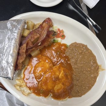 Ramos Tex-Mex Restaurant #3 - Juevos Rancheros with bacon! - Tex-Mex Near Me - Austin, Texas