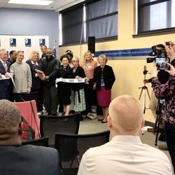 Ribbon-cutting for the Soft Skills Academy with the mayor and GLI!