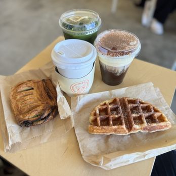Homeboy Coffee - Matcha Tonic, homeboy latte, cream top Spinach, kale, cheese pastry Waffle - Coffee & Tea Near Me - Artesia, California Homeboy Coffee - Matcha Tonic, homeboy latte, cream top Spinach, kale, cheese pastry Waffle - Coffee & Tea Near Me - Artesia, California