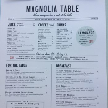 Magnolia Table - Breakfast Menu - Breakfast & Brunch Near Me - Waco, Texas