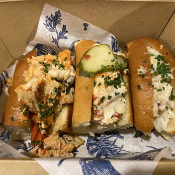 MARKET Seafood Eatery - Market Trio (half each of hot lobster roll, cold lobster, and crab roll) - Seafood Near Me - Edmonds, Washington