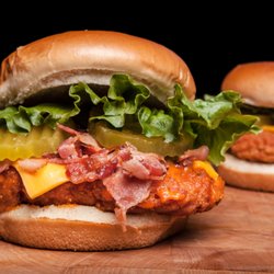 ATL Wings - Spicy Chicken Burger. Add bacon and your favorite homemade sauce.