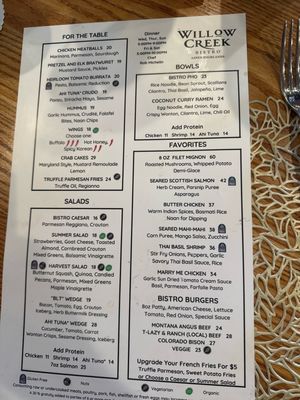 Menu photo 2 Willow Creek Bistro Aspen, CO Menu photo 2 Willow Creek Bistro Aspen, CO