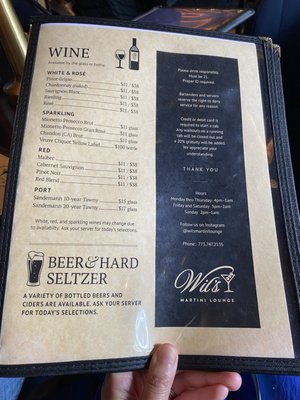 Menu photo 1 Wils Martini Lounge Chicago, IL Menu photo 1 Wils Martini Lounge Chicago, IL