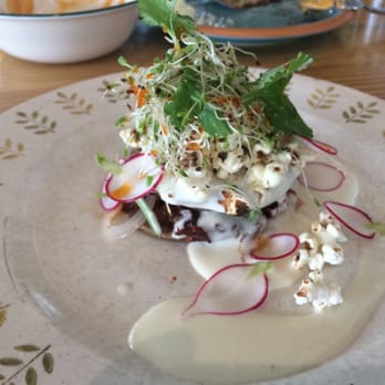 Odd Duck - Popcorn, duck cheese, peppers, and gordita! It had a nice texture to it all with the duck cheese. - American Near Me - Austin, Texas