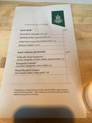 Menu photo 5 Prairie Fire Brookline, MA
