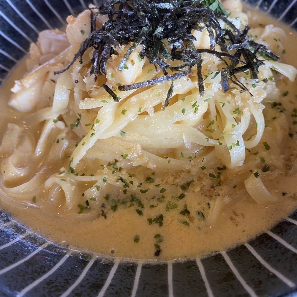 Wasuta Pasta - Scallop uni cream on fettuccine - Japanese Near Me - Richmond, British Columbia Wasuta Pasta - Scallop uni cream on fettuccine - Japanese Near Me - Richmond, British Columbia