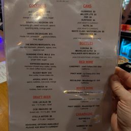 Menu at The Bricks of Ybor, Tampa
