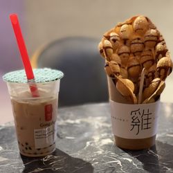 Gong Cha - Milk tea and egg waffle