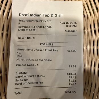 Dosti Tap and Grill - Indian Near Me - Suwanee, Georgia