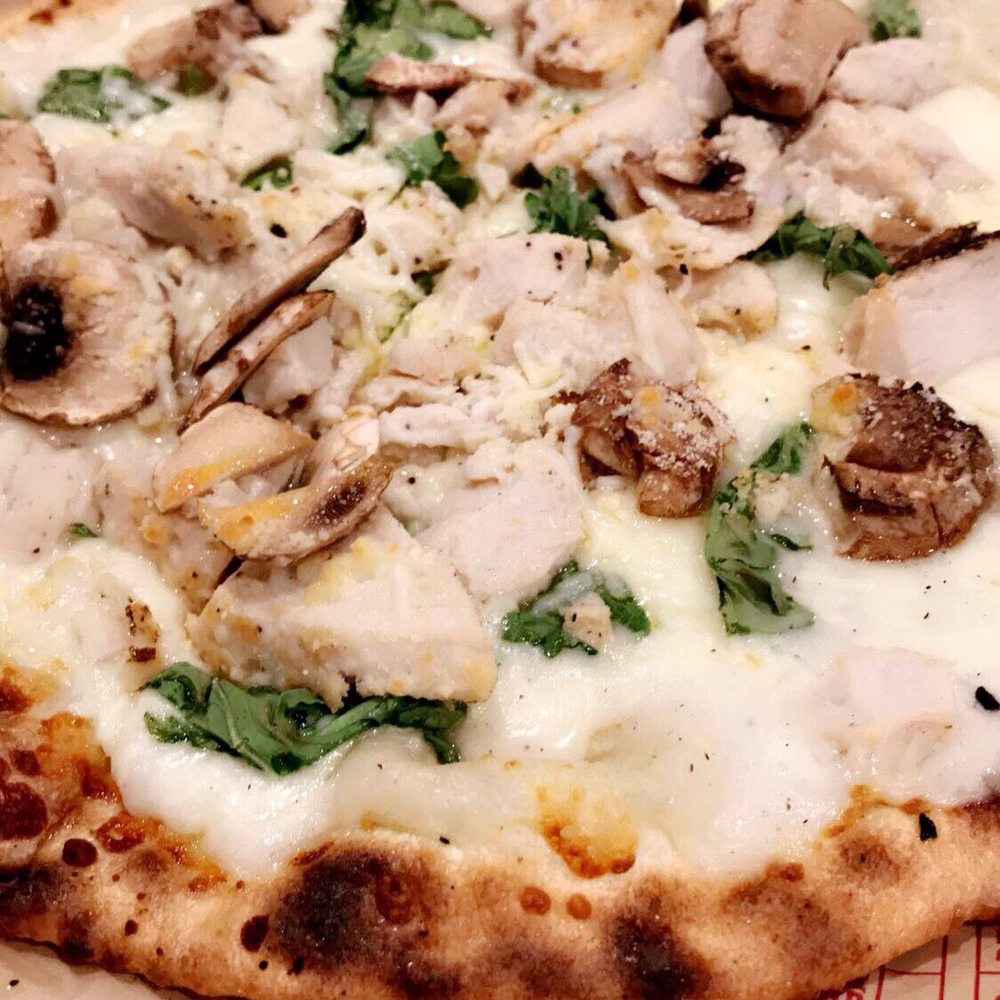 MOD Pizza - MOD White Pizza w/ Grilled Chicken & Mushroom - Fast Food Near Me - California, Maryland MOD Pizza - MOD White Pizza w/ Grilled Chicken & Mushroom - Fast Food Near Me - California, Maryland