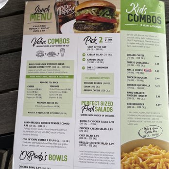 Beef 'O' Brady's - Menu - Sports Bars Near Me - Palatka, Florida