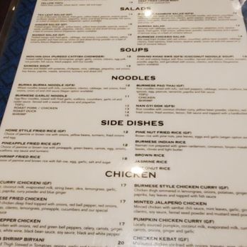Burma 2 - Menu - Burmese Near Me - Walnut Creek, California