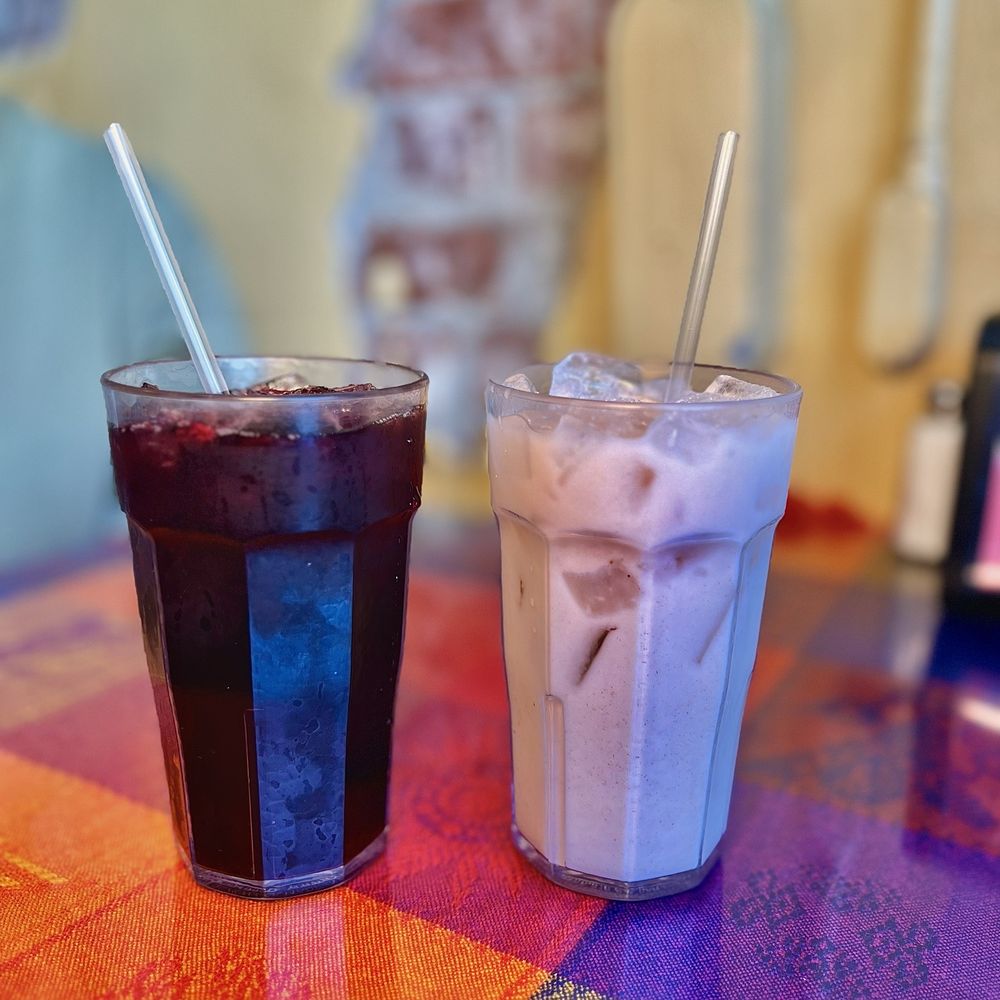 5 Spot Chivas Grill - Left: Jamaica Agua Fresca ($3.25), Right: Horchata ($3.25) - Mexican Near Me - San Jose, California