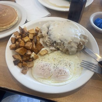 White Rock Cafe - Chicken fried steak with eggs and potatoes - Breakfast & Brunch Near Me - North Richland Hills, Texas White Rock Cafe - Chicken fried steak with eggs and potatoes - Breakfast & Brunch Near Me - North Richland Hills, Texas