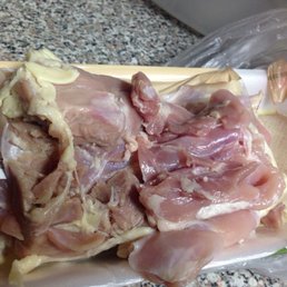 Left - gross rotten chicken. On the right, what its supposed to look like. Most of them were about to get to that point on the left. Ugh Left - gross rotten chicken. On the right, what its supposed to look like. Most of them were about to get to that point on the left. Ugh