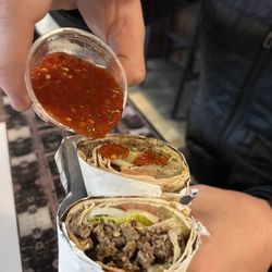 Shawarma Palace - Hot sauce with 20. Beef Shawarma Wrap