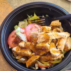 Subway - Teriyaki chicken sub but in a bowl to avoid the bread..bery good