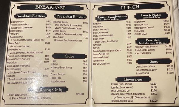 Menu photo 1 Taylor's Cafe Chino, CA