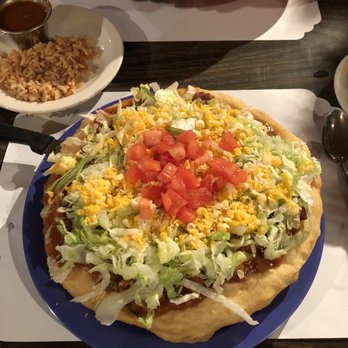 Amigo Cafe - Navajo taco: tomatoes lettuce cheese and beans - Mexican Near Me - Kayenta, Arizona