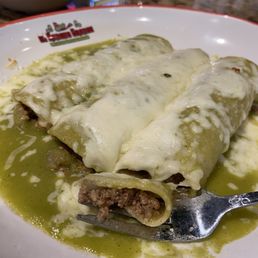 $10.99 (3) a la cart ground beef enchiladas w verde sauce.